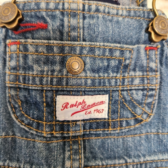 Ralph Lauren baby Jean dress overalls 100% Cotton pockets patchwork sz Small EUC - Picture 3 of 13